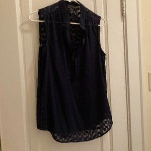 Ann Taylor Dark Blue Sleeveless Blouse Size S